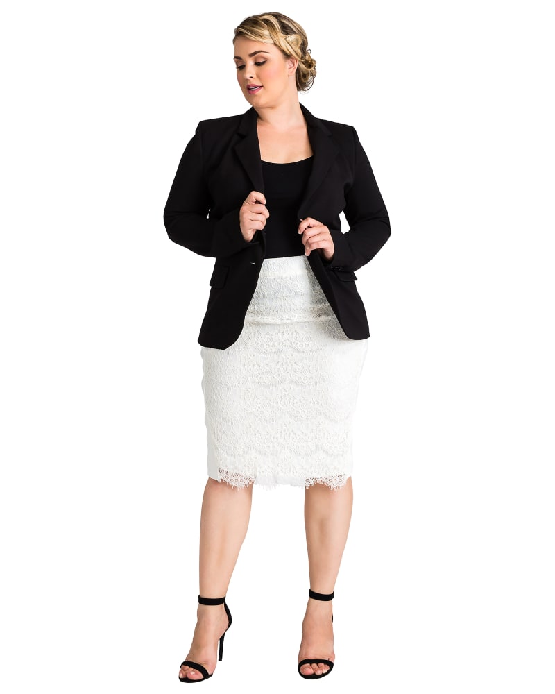 Plus Size Vivian Lace Pencil Skirt Ivory